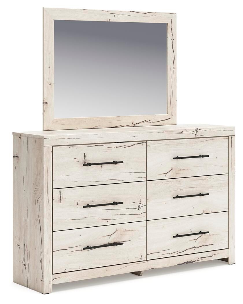 Lawroy Twin Panel Bed with Storage, Dresser and Mirror