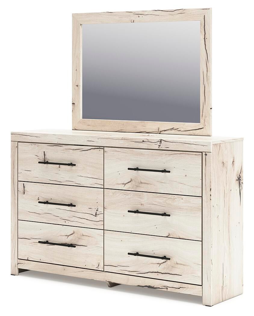 Lawroy King Panel Storage Bed, Dresser, Mirror and Nightstand