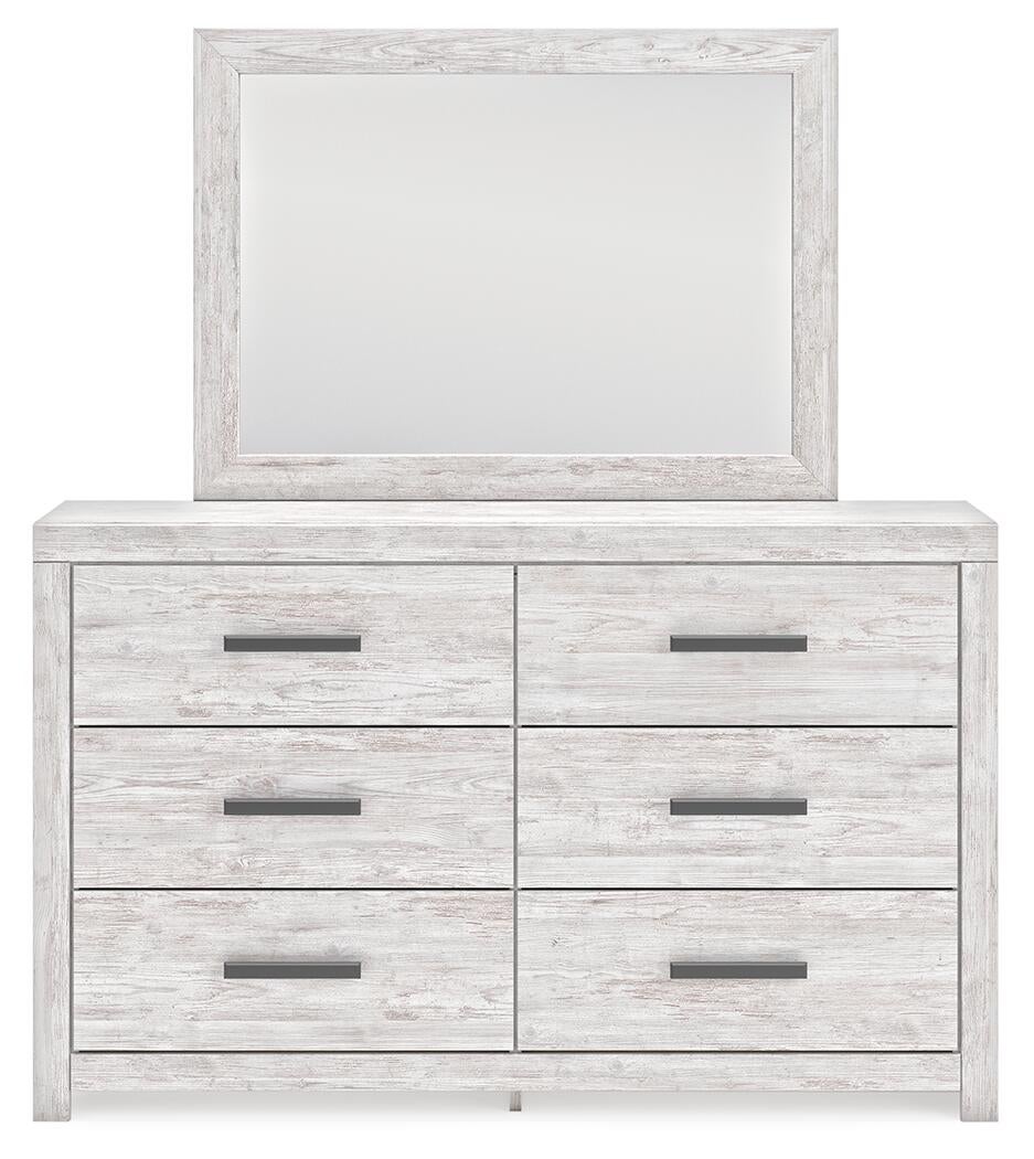 Cayboni Twin Panel Bed with Mirrored Dresser
