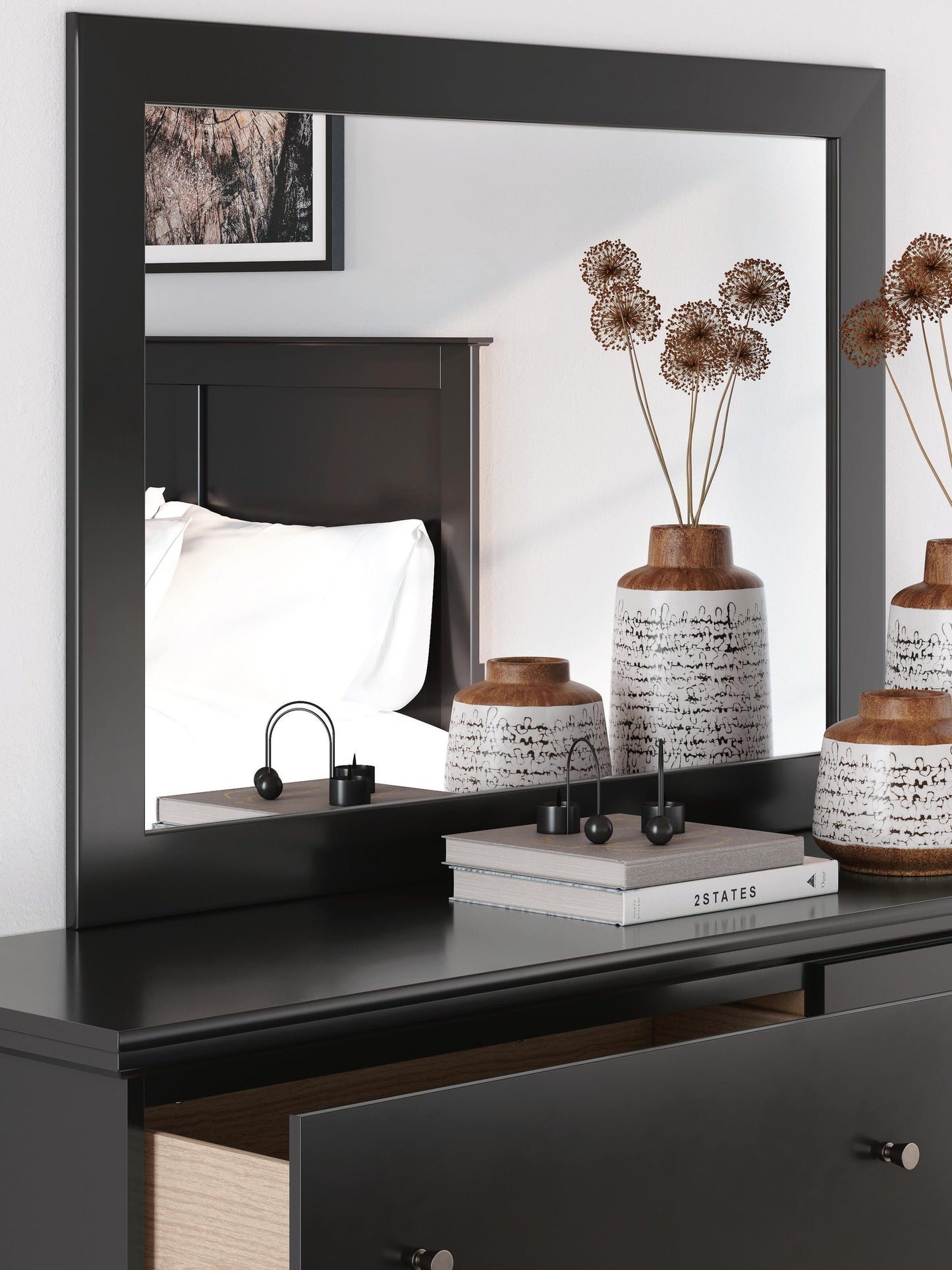 Maribel Queen Panel Bed, Dresser, Mirror and Nightstand