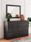 Delmorta King Panel Bed, Dresser and Mirror