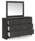 Delmorta Twin Panel Bed with Storage, Dresser, Mirror and Nightstand