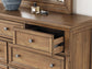 Vandenmore Queen Storage Sleigh Bed with Mirrored Dresser and Nightstand