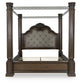 Maylee King Canopy Bed, Dresser, Mirror and Nightstand