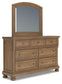 Vandenmore King Panel Bed with Mirrored Dresser and Nightstand