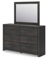 Delmorta Twin Panel Bed with Storage, Dresser and Mirror