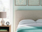 Cielden Full Upholstered Bed with Roll Slats, Dresser and Mirror