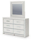 Birmonton King Upholstered Panel Platform Bed, Dresser, Mirror and Nightstand