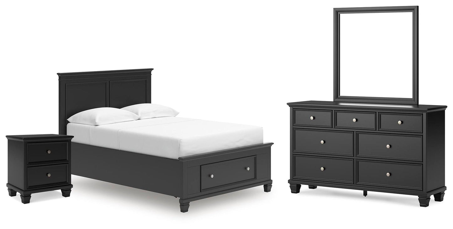 Lanolee Full Panel Storage Bed, Dresser, Mirror and Nightstand
