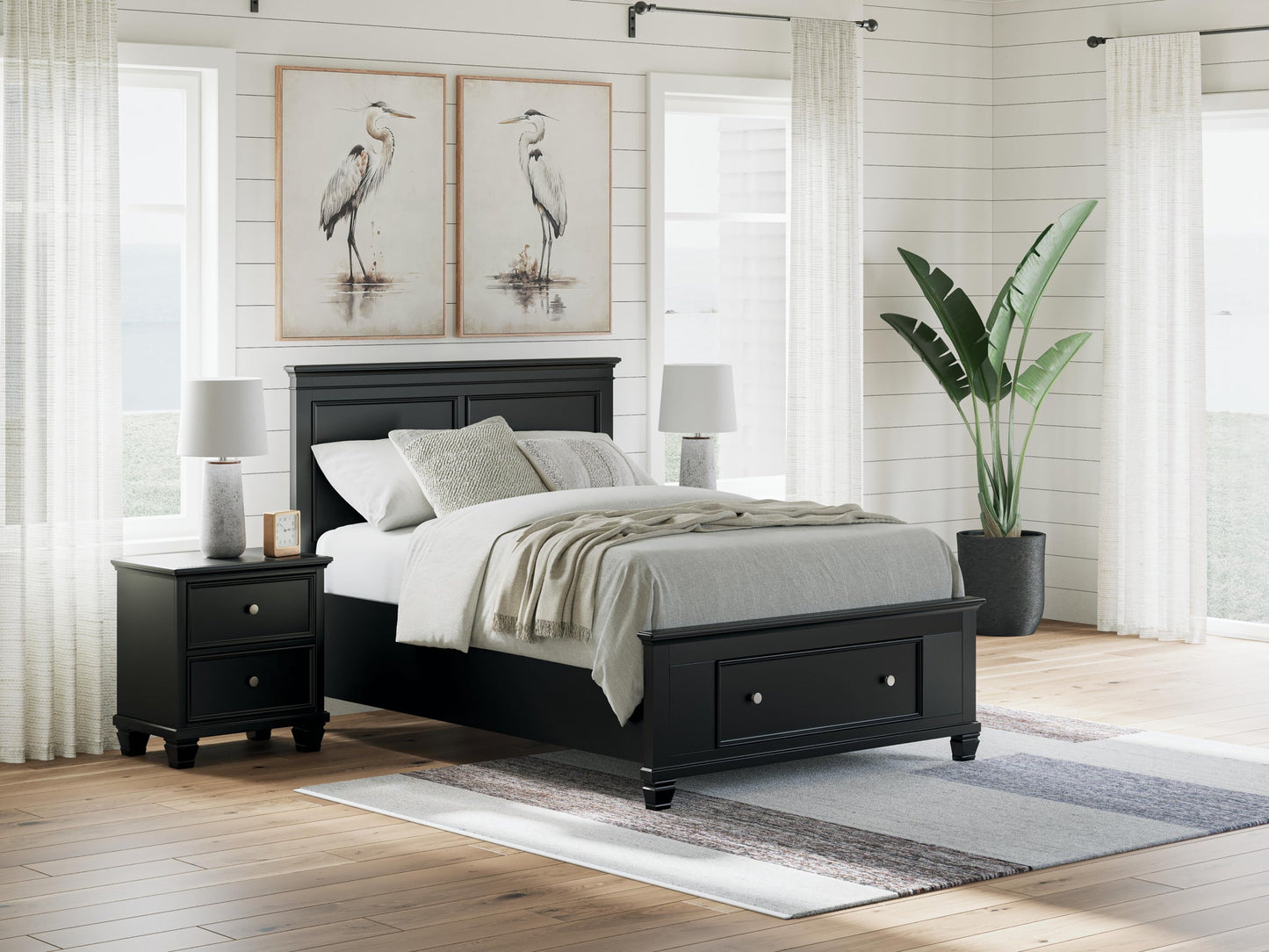 Lanolee Full Panel Storage Bed, Dresser, Mirror and Nightstand