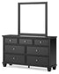 Lanolee King Panel Storage Bed, Dresser and Mirror