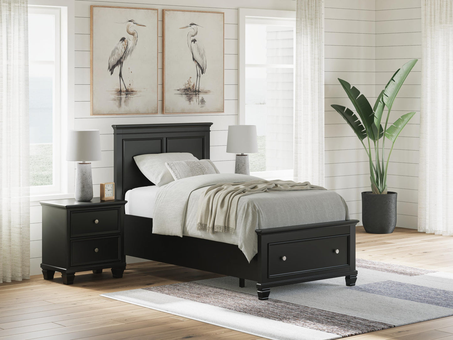 Lanolee Twin Panel Storage Bed, Dresser, Mirror and Nightstand
