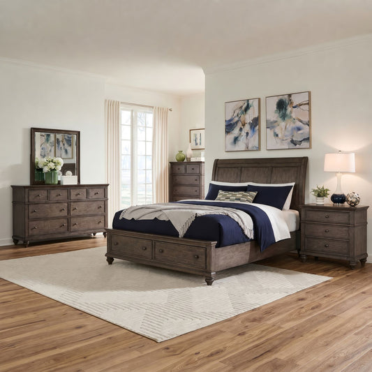 Queen Storage Bed, Dresser & Mirror, Chest, Night Stand