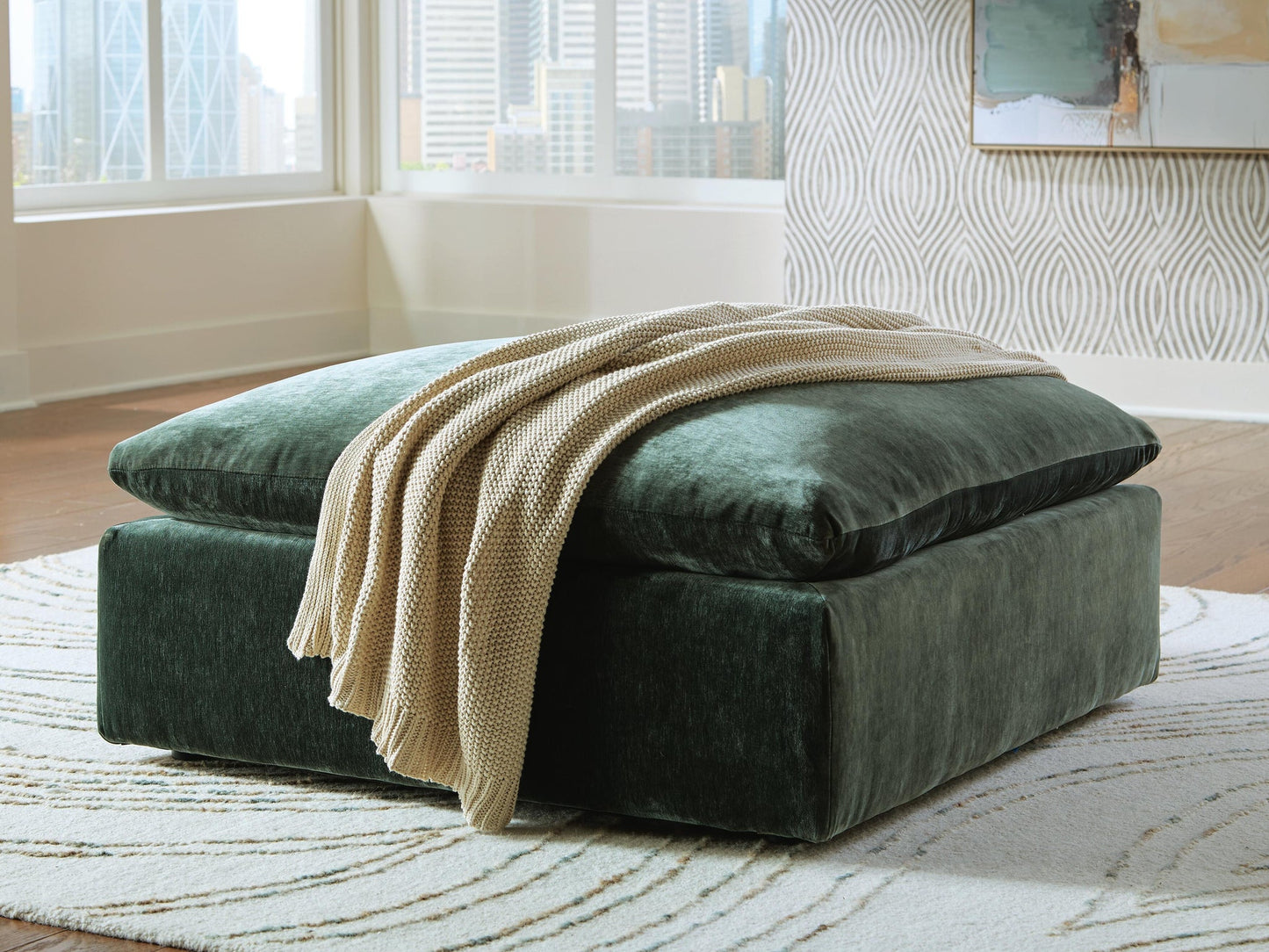 Carriage View Oversized Accent Ottoman